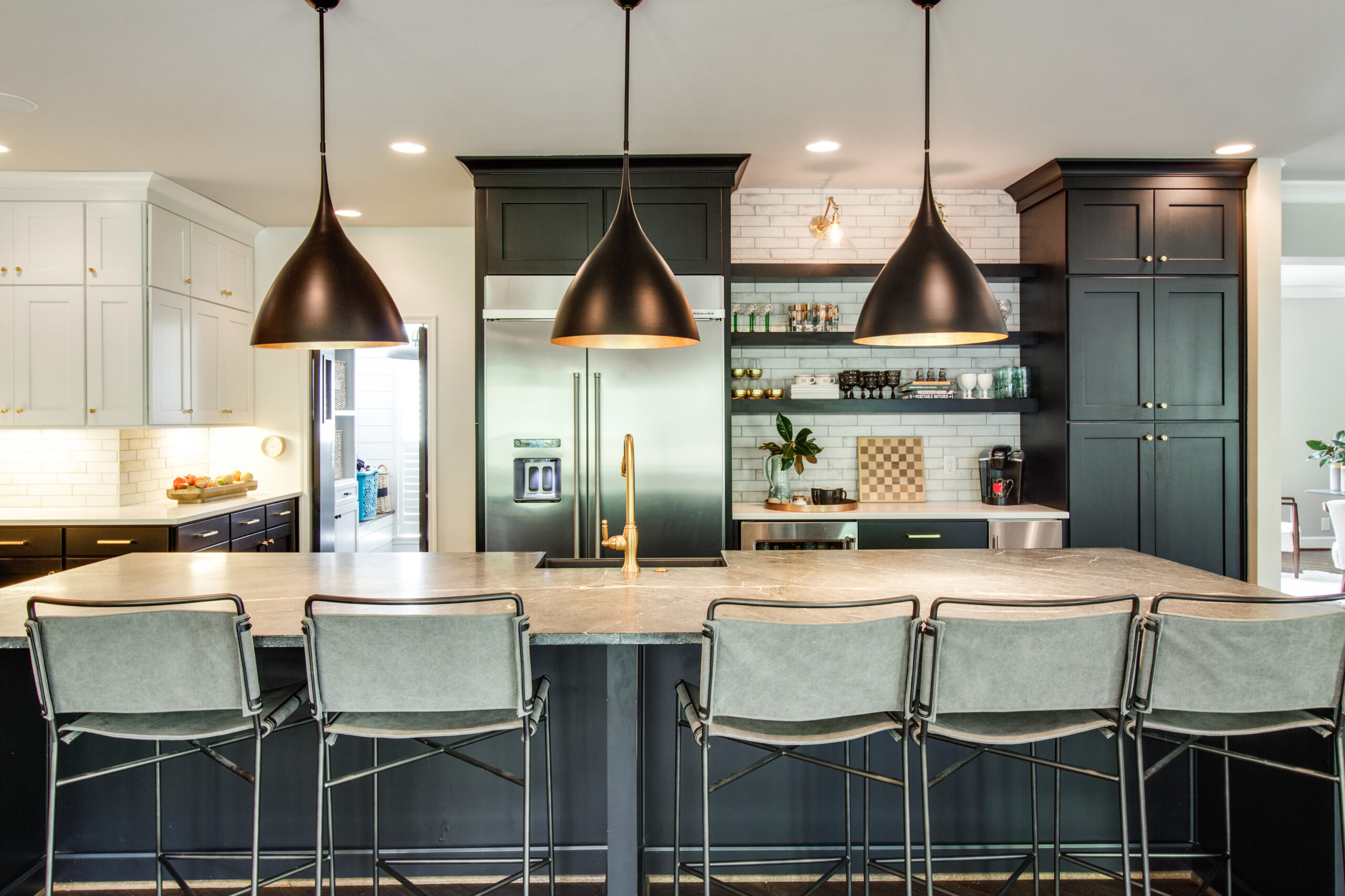 Black Kitchen Open Shelving